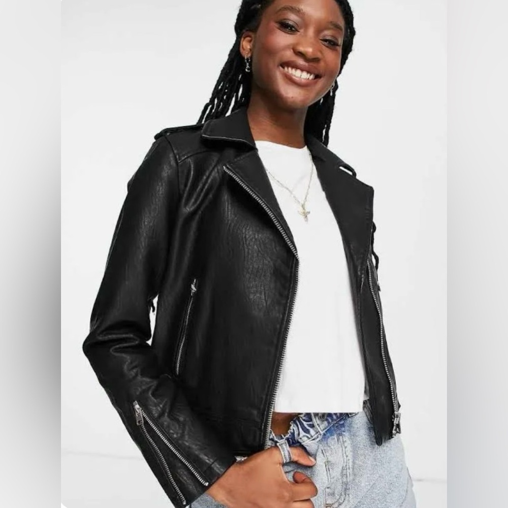 Top Shop Faux Leather Jacket Size 4